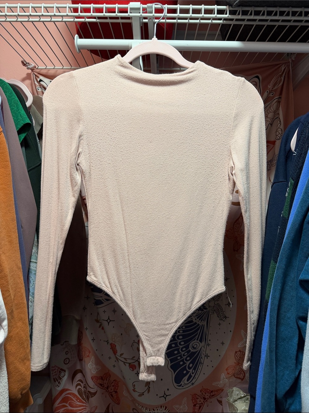 Soft pink Long-Sleeve' One-Piece Bodysuit